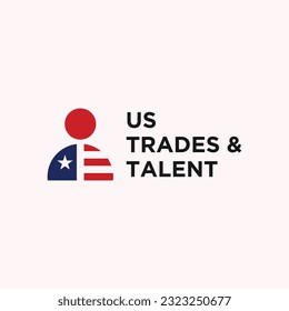 people with american flag logo design vector silhouette illustration