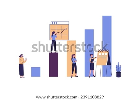 people are analizing the evolutionary scale, lift up vector flat illustration design