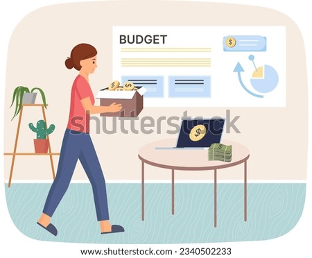 People analysis budget. Calculate financial plan of save income and expense. Data analysis, financial dashboard or accounting, corporate revenue or investment profit, tax, budget or marketing strategy