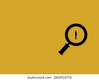 People analysis. man standing in magnifying glass