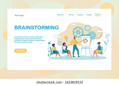 People Analytics Team Service Online Flat Landing Page. Social Media Advertising and Marketing Strategy Development. Brainstorming and Creating Idea Process. Analyzing Charts. Vector Illustration