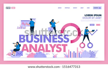 people analyze problem in business to get solution,business analysts job in industry 4.0, calculate and evaluate social problems to company profits in unicorn startup. Flat illustration vector design.