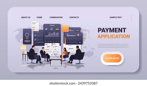 people analyzing graphs and diagrams on digital screens financial security reliability stability growth fintech business investment concept