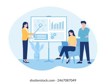 people analyzing growth chart trending concept flat illustration