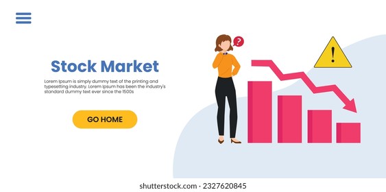 People Analyzing Stock Market. They Standing near Screen with Graphs, Charts and Diagrams. Businesspersons Investing in Stocks. Stock Trading Concept. Flat Vector Illustration.