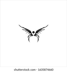 People Angel Logo Icon template design in Vector illustration. Black Logo And White Backround 