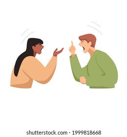 people are angry. two people are arguing. people are shouting at each other. vector illustration