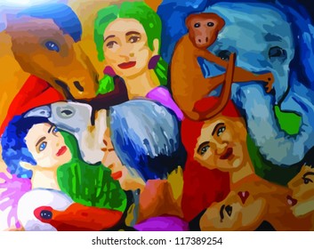 people and animals