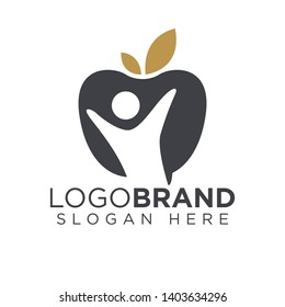 People with Apple diet logo vector 