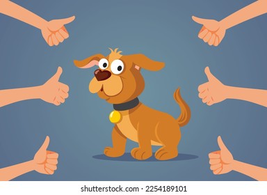 People Appreciating a Good Dog Vector Cartoon Illustration. Domestic pet animal receiving approval and appreciation
