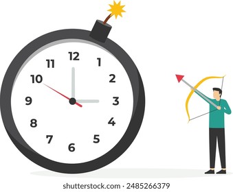 people archery bomb time flat vector illustration of deadline

