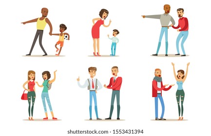 People argue with each other. Vector illustration.