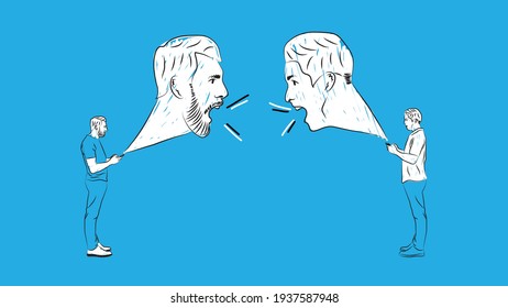 people arguing on the internet or social media simple hand drawn design style minimal vector illustration