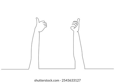 people arms okey like accept approval thumb sign make showing one line art design vector