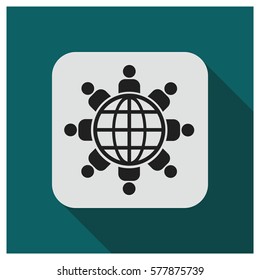 People aroun the globe vector icon