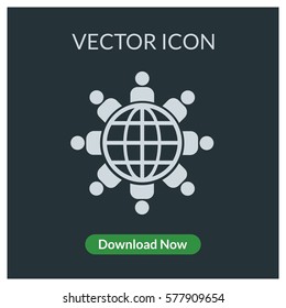 People aroun the globe vector icon