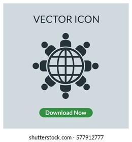 People aroun the globe vector icon