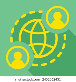 people around earth or globe, connection, navigation, vector illustration 
