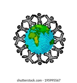People around the globe abstract. Vector 