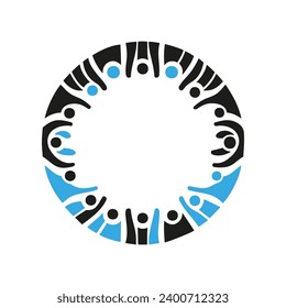 People Around Globe. Unity Symbol, teamwork concept. Vector illustration. 