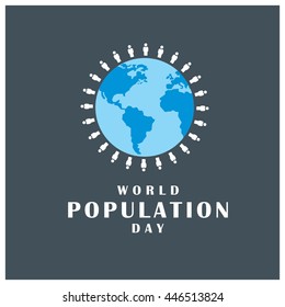 People Around The Globe World Population Day Blue Background