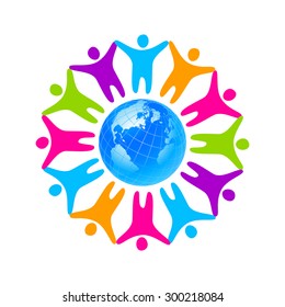 People around the planet. Template logo for the company, association, foundation, association.
