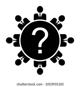 People around the table icon. Round table meeting icon. Vector illustration