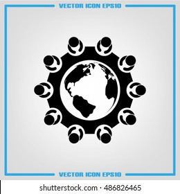 people around the table icon vector illustration eps10.