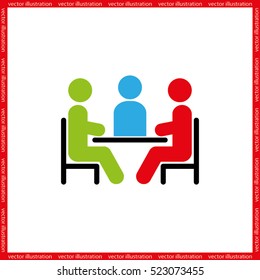 people around the table icon vector illustration eps10. Isolated badge for website or app - stock infographics
