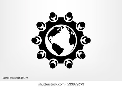 people around the table icon vector illustration eps10
