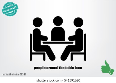 people around the table icon vector illustration eps10. Isolated badge for website or app - stock infographics.