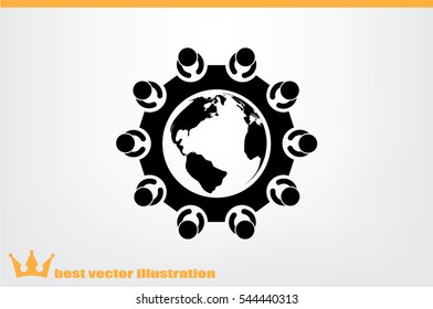 people around the table icon vector illustration