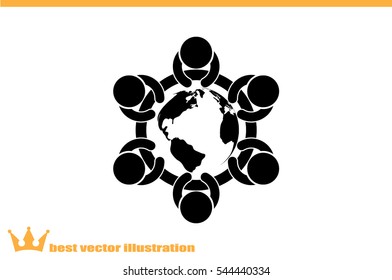 people around the table icon vector illustration