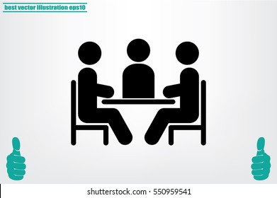 people around the table icon vector illustration eps10. Isolated badge for website or app - stock infographics