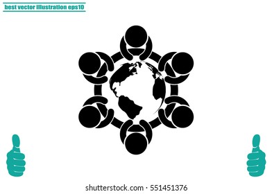 people around the table icon vector illustration.