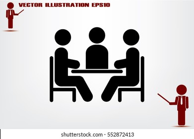 people around the table icon vector illustration eps10. Isolated badge for website or app - stock infographics
