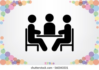 people around the table icon vector illustration eps10. Isolated badge for website or app - stock infographics 