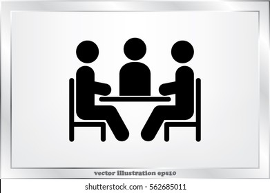 people around the table icon vector illustration eps10. Isolated badge for website or app - stock infographics.