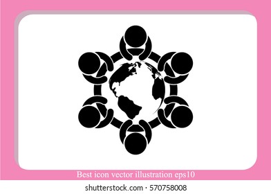 people around the table icon vector illustration eps10