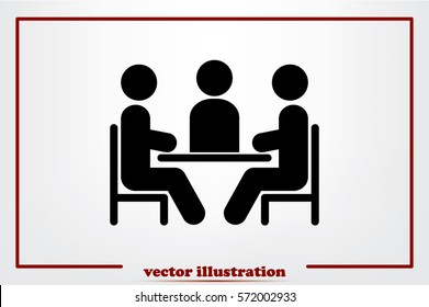 people around the table icon vector illustration eps10. Isolated badge for website or app - stock infographics.