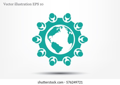 people around the table icon vector illustration.