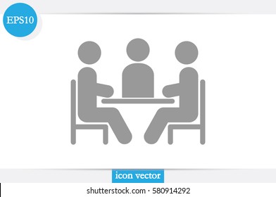 people around the table icon vector illustration eps10. Isolated badge for website or app - stock infographics.