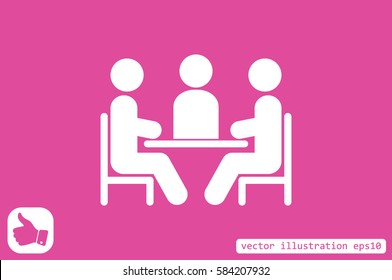 people around the table icon vector illustration eps10. Isolated badge for website or app - stock infographics
