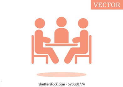 people around the table icon vector illustration eps10. Isolated badge for website or app - stock infographics.