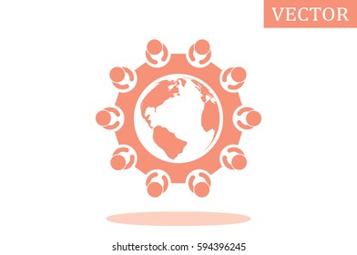 people around the table icon vector illustration.