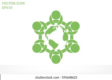 People Around The Table Icon Vector Illustration.