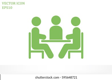 people around the table icon vector illustration eps10. Isolated badge for website or app - stock infographics.