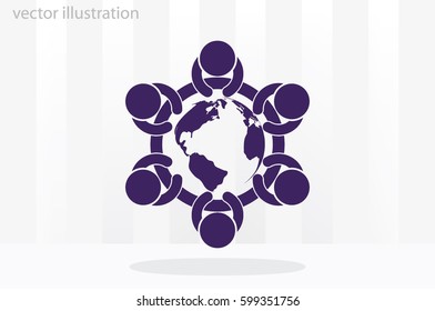 people around the table icon vector illustration eps10