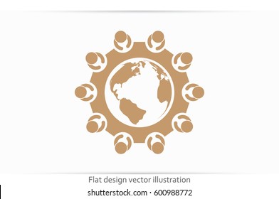people around the table icon vector illustration eps10