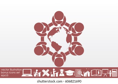 people around the table icon vector illustration eps10